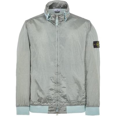 Stone Island Wapen Patch Opvouwbare Jas met Capuchon en Rits Hemelsblauw Heren BuitenKleding 781541920-V0041 XL gray