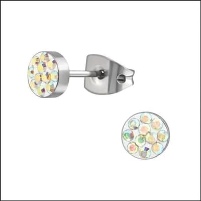 Aramat Jewels | Oorbellen | Titanium Oorbellen met Kristallen 3-8mm - Nikkelvrij Hypoallergeen | 5mm / AB Transparant | | | Titanium | Kinderen, Volwassenen | Verkleurd niet