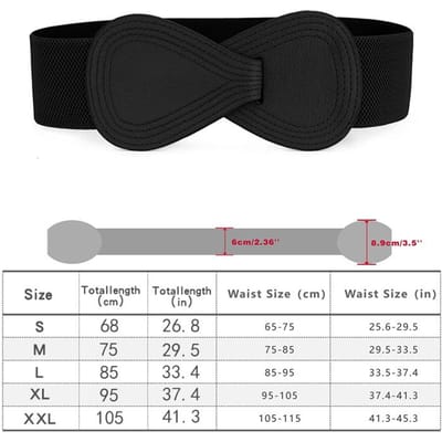 Brede Tailleband Riem - Rekbaar, Effen, Elastisch, Comfortabel, Veelzijdige Jurkjas Gilet voor Dames M zwart
