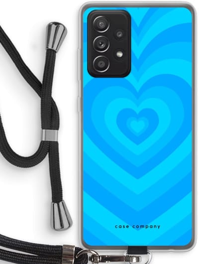 Case Company® - Hoesje met koord geschikt voor Samsung Galaxy A52s 5G hoesje met Koord - Hart Blauw - Telefoonhoesje met Zwart Koord - Bescherming aan alle Kanten en Over de Schermrand