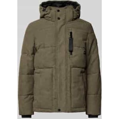 Gewatteerd regular fit jack met afneembare capuchon