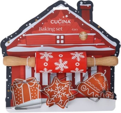 Home & Styling Bakset kids Huisje - Deegroller + vormpjes - Rood