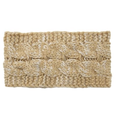 SilverAndCoco® - Winter Haarband Dikke Warme Fluffy Elastische Hoofdband Gedraaid Wol / Geribbelde Wollen Brede Haarbanden Dames / Witte Zachte Warme Bonten Elastische Meisjes Knoop Breed - Wit / Beige