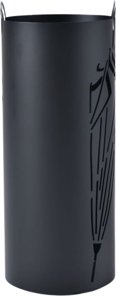 ACAZA Paraplubak - Paraplubak Zwart met Paraplu Motief - 45,5 cm Hoog - Paraplubak Rond - Parapluhouder - Metaal - Paraplubakken voor Paraplu's en Wandelstokken