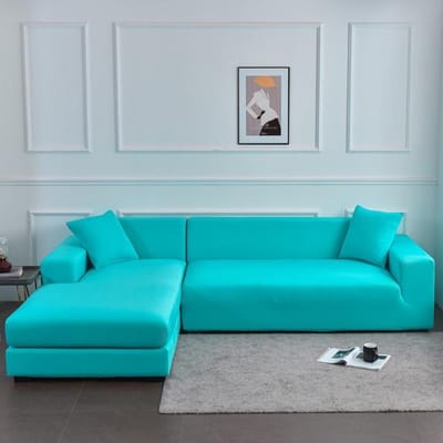 Waterdichte bankhoes verdikte melkzijde woonkamer bankhoes elastische stof L-vormige hoekbankhoes anti-huisdierkras M 2Seater 145-185cm hemelsblauwe kleur