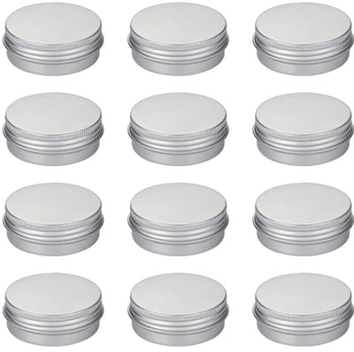 Dailygoods- Cosmetische Potten 30 ml - Aluminium Potten - Opbergpotten met Deksel - Set van 12 Stuks - Lichtgewicht en Duurzaam - Afmetingen 5 x 2 cm