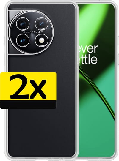 Hoesje - 2 Stuks - Geschikt voor OnePlus 11 - Sterk & Shockproof - Case Siliconen - Back Cover - Telefoon Hoes - Telefoonhoesjes - Transparant