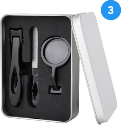 Goodli Nagelknipper Set RVS - 3-in-1 Nagelvijl, Nagelknipper met Vergrootglas - Teennagelknipper voor Dikke Nagels en Kalknagels - Nageltang voor Nagelverzorging
