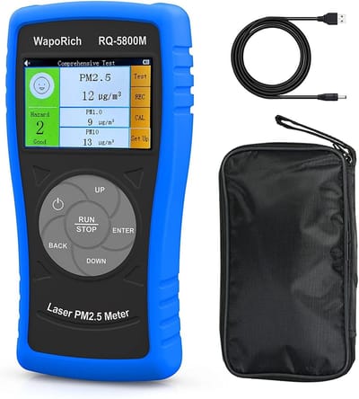 Luchtkwaliteitsmonitor voor binnenruimtes - PM2.5/PM10/PM1.0 sensor - Oplaadbare luchtkwaliteitssensor voor thuis, school, kantoor