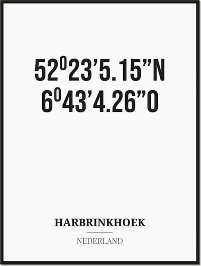 Poster/kaart HARBRINKHOEK met coördinaten