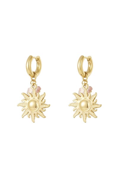Oorbellen met zonnetje | Gouden oorbellen | Stainless steel | Waterproof | Oorhangers | Verkleurt niet | Nikkelvrij | Cadeau | Sint | Kerst | Dames sieraden
