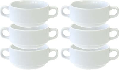 Cosy & Trendy Kommetjes/soepkommen voor dessert/ontbijt - 6x - Porselein - D10 x 5.5 cm - wit