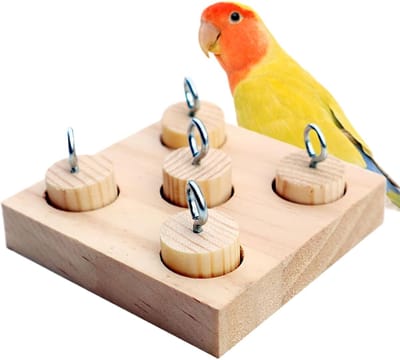 KZQ Interactief Houten Kauwspeelgoed Voor Papegaaien Valkparkieten En Volierevogels Duurzaam Trainings En Verrijkingsspeelgoed Voor In De Vogelkooi Activiteit En Vermaak Voor Kleine Tot Middelgrote Vogels