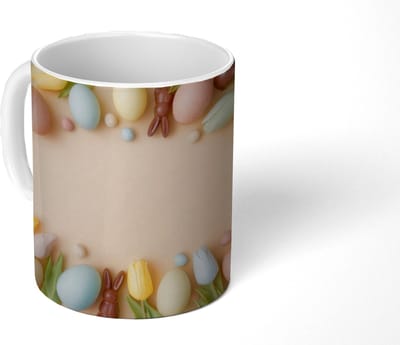 Mok - Koffiemok - Tulpen - Eieren - Chocolade - Pastelkleuren - Mokken - 350 ML - Beker - Koffiemokken - Theemok