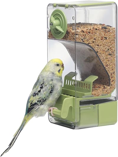 vogelvoederhuisje - Automatische vogelvoederbak - Hangende voederbak - Voederbak op paal - Spatwaterdicht en lekvrij - Geschikt voor kleine en middelgrote vogels zoals grasparkieten, kanaries, valkparkieten, vinken, enz. - Groen