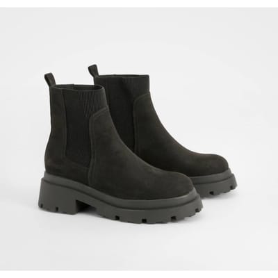 boohoo Dames Chunky Sole Chelsea Boots | Black | Maat: 3