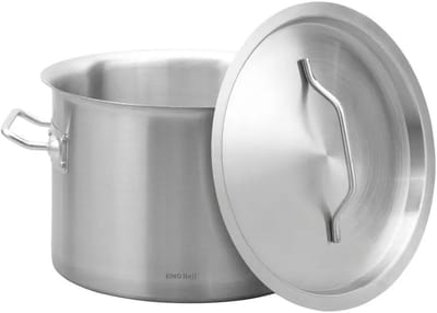 KingHoff Kookpan - Grote Soeppan - Stockpot met Deksel - voor Soep, Pasta & Stoofgerechten - Inductie Geschikt - 14L - RVS - Ø30 x 20 cm - Zilver