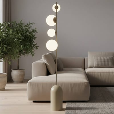 EMIBIG LIGHTING Vloerlamp Etno LP4, beige, glas/staal, hoogte 140 cm, G9