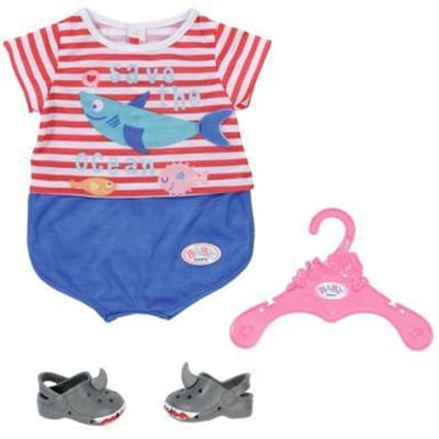 BABY born Bad pyjama met schoenen - Accessoires voor poppen tot 43cm - Haaienthema