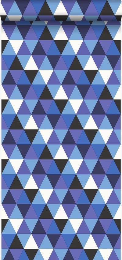 Origin Wallcoverings behang grafische driehoeken blauw - 53 cm x 10.05 m - 347205
