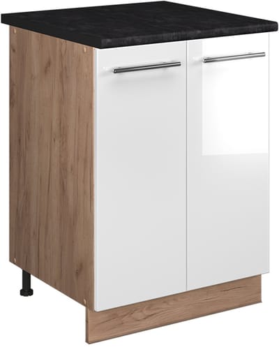 Vicco Wastafelkast Fame-Line, Wit Hoogglans/Goudkleurig Eiken, 60 cm