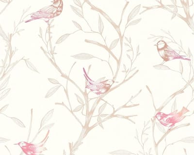 VOGELTJES BEHANG - Roze Lila Wit - AS Creation Colibri