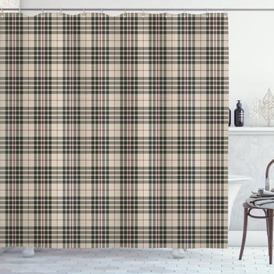 New Bed, Vintage Tartan Britse Heraldiek Douchegordijn Badkamer Decor Set met Haakjes, 175 cm B 220 cm L