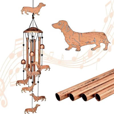 Dailygoods- Windgong Teckelvorm - Tuindecoratie - Cadeau voor Hondenliefhebbers - Waterdicht - Hoogwaardige Materialen - 96 cm Lengte