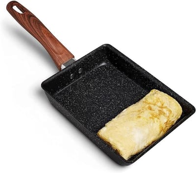 Omelet Pan - Japanse Koekenpan - Ontbijt Maken - Antiaanbaklaag - 18 x 15 cm - Zwart