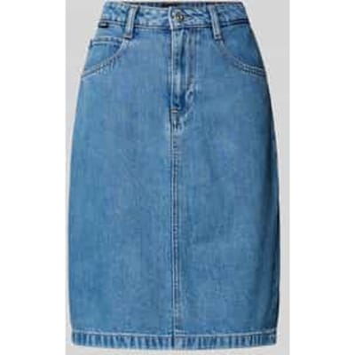 Knielange jeansrok in 5-pocketmodel, model 'COBALTIDE'