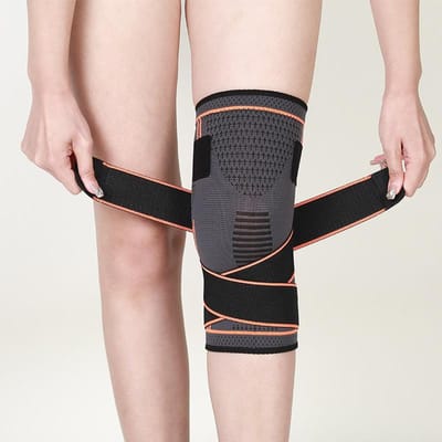 Kniebeschermers voor Fietsen, Basketbal, Hardlopen, voor Mannen en Vrouwen, Ademend Siliconen Anti-Slip Nylon Elastische Gebreide Banden, Sport Druk Kniebeschermers XL oranje