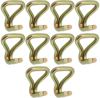 Dailygoods- Haak Dubbelpuntig 10 Stks - J-Haak - Bevestigingshaak - Cargo Beveiliging - 50x30x15mm - Goud Roestbestendig