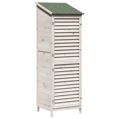 vidaXL - Tuin - Shed - met - dak - Wit - 59 - x - 56 - x - 176 - cm - Massief - Vurenhout