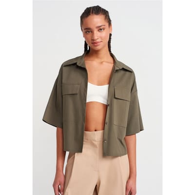 Overgrootte Crop Crepe Overshirt