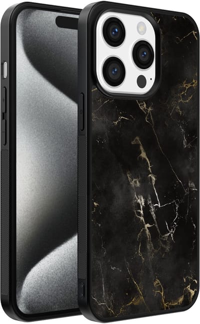 Smartphonica Telefoonhoesje geschikt voor iPhone 15 Pro met marmer opdruk - TPU backcover case marble design - Zwart geschikt voor iPhone 15 Pro