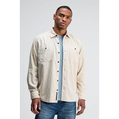 Butcher of Blue Aidan Worker Cord Shirt Beige Grey Size: S | Casual Shirts Outlet | Heren | Beige