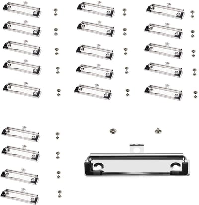 Dailygoods- Klemdragers 20 stuks - Platte Rubberen Klemmen - Beugelklem voor Klembord - Hoogwaardig Milieuvriendelijk Ijzer - Duurzaam en Betrouwbaar