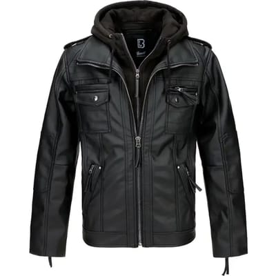 Brandit Kunstlederen jas - Black Rock - S tot XL - voor Mannen - zwart