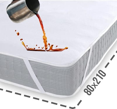 Waterdichte Matrasbeschermer 80x210 - Wasbare Matrasbeschermer - Ademend - Katoenen Oppervlak - Antibacteriële Waterdichte Matrashoes met 4 Hoek Elastische Banden - 100% Waterdicht - Incontinentie Matrasbeschermer 80x210 cm