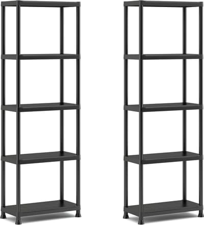 Keter Stellingkast Plus 60/5 - set van 2 - Opbergrek met 5 planken - 60x30x174cm - Zwart