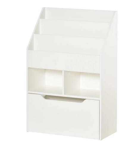 Boekenkast kinderkamer - Kast - Opbergkast met opbergkist - Wit - 60 x 29,9 x 90 cm