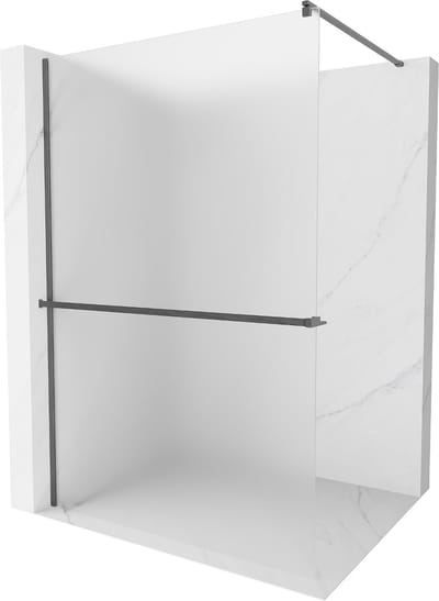 Mexen Kioto+ Douchewand met plank Walk-in 70 x 200 , ijsbloem, geborsteld gun gray - 800-070-121-66-30