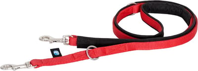 Annyx 2 voudig verstelbare hondenlijn hondenriem middel-BOLT-zwart-rood 175cm voor kleine honden-korte wandellijn