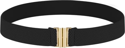 Eenvoudige Elastische Tailleband met Platte Gesp voor Dames, Verstelbare Vintage Cinch Riem, Ideaal voor Jurken en Casual Outfit
