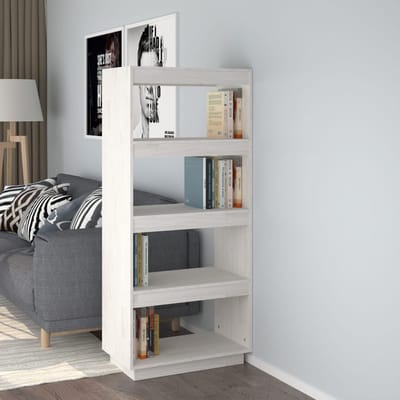 vidaXL - Boekenkast/kamerscherm - 60x35x135 - cm - massief - grenenhout - wit