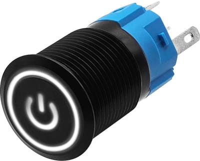 ProRide Metalen Drukschakelaar 12V ON-OFF - 16mm - Aan/uit schakelaar - Spatwaterdicht - 12V/24V - LED Indicatie Wit