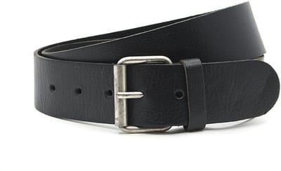 Damesriem zwart met rolgesp - 5 cm breed - Leer - Jeans riem - Stoer - Maat 85