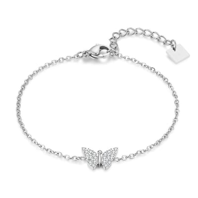 Twice As Nice Armband in edelstaal, vlinder 16cm+3cm