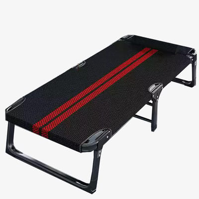Vouwbed - Draagbaar Bed - Kantoor Dutjes - Ingebouwde Hoofdsteun - 160kg Capaciteit - Zwart Rood