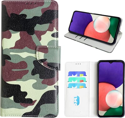 Hoesje geschikt voor Samsung Galaxy A22 Bookcase met camouflage print